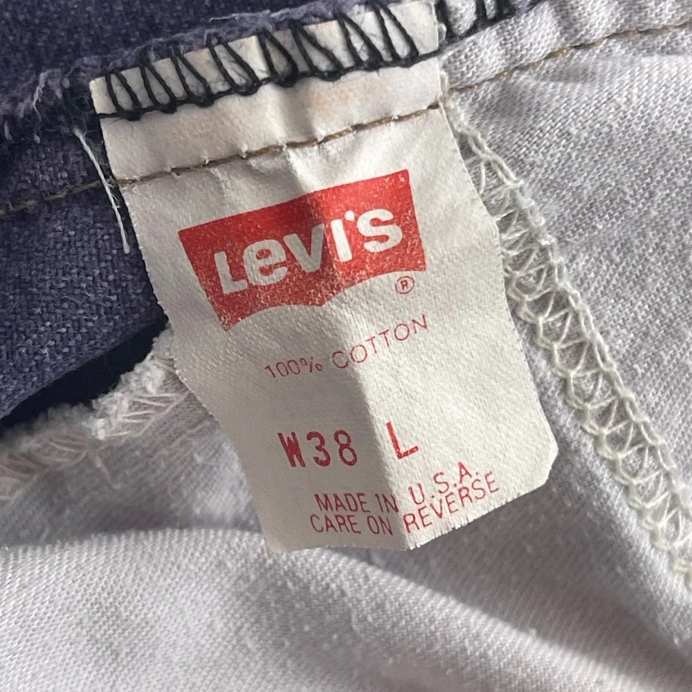 Levi Strauss 550 Mens Purple Denim Shorts Size 38x L Vintage Blue Tab USA‎ Made